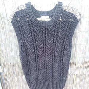 Adam Adam Lippes Sleeveless Sweater w/ Sequin & Metal Shoulders - S
